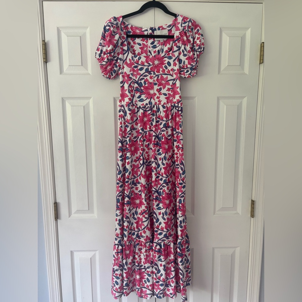 Smith & Quinn maxi dress floral Sz S white/pink/blue